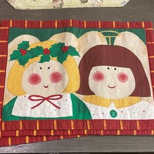 Vintage Christmas Angels Cotton Placemat Set of 4